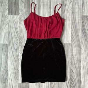 Red & Black Velvet Slim Dress